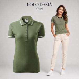 Tricou Polo Damă cu dungi la guler, bumbac 65%, marimi XS - 2XL - 19 nuanțe - Img 22