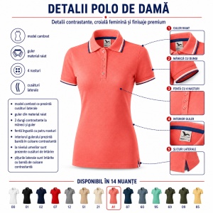 Tricou Polo Damă cu dungi la guler tip Tommy - Img 3