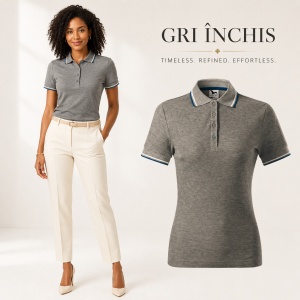 Tricou polo damă | guler cu dungi | cambrat slim fit 14 culori disponibile -233 - Img 18