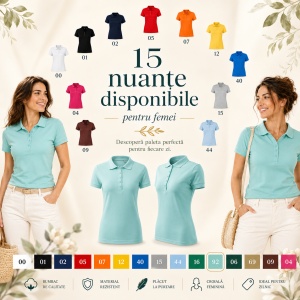 Tricou Polo Damă Malfini Pique Polo Free F10 – 65% Bumbac, 200 g/m², Label Free, XS–2XL - Img 9