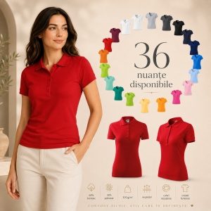 Tricou Polo Damă Pique Polo, Croială Cambrată, 36 Nuanțe, Mărimi XS–3XL - Img 10