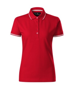 Tricou polo femei cu o dunga la guler de culoare rosu