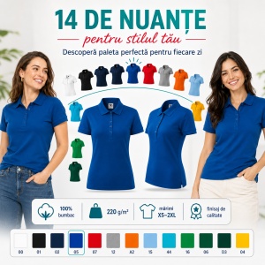 Tricou Polo Damă Slim Fit 100% Bumbac – Casual Office, Guler Polo, XS-2XL | 13 Culori | 216 - Img 6