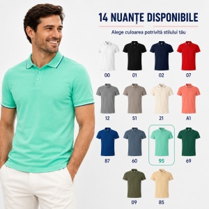 Tricou Polo Pique Bărbați Malfini Focus, 14 Culori Disponibile, 65% Bumbac, 180 g/m², Guler tip tommy cu Dungi Contrastante, Mărimi S 3XL - Img 9