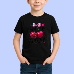 Tricou Pop cireasa mea, Fructe, Copii | Dama, culoare negru