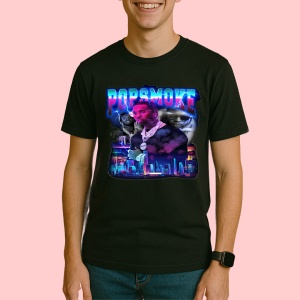 Tricou Pop Smoke - City Night, muzica R&B, Dama | Barbat | Copii, Culoare Negru - Img 3
