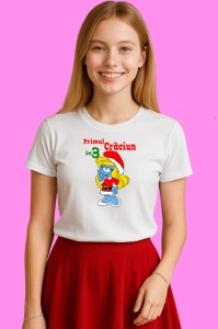 Tricou Primul Craciun Strumfita, din bumbac 100% Copii | Dama | Barbat - Img 3