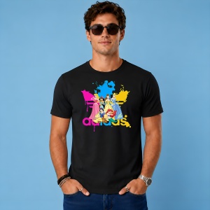 Tricou Printesele Disney Urban Vibe Vopsea Improscata Logo Roz Design, din bumbac 100%, tricou negru, Copii | Dama | Barbat - Img 2