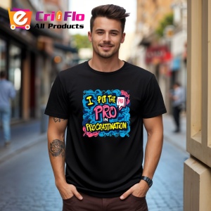 Tricou Pro In Procrastination Text Colorat, Copii | Dama | Barbat, culoare negru - Img 4