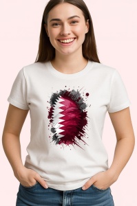 Tricou Qatar Steag Splash Art, Copii | Dama | Barbat - Img 4