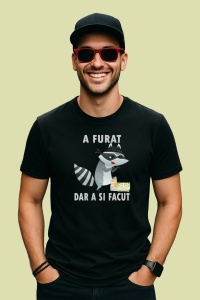 Tricou Raccoon Money Funny, din bumbac 100%, tricou negru, Dama | Barbat - Img 2