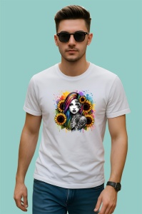 Tricou rainbow hair girl skull tattoo, fata cu par curcubeu si tatuaj craniu, Copii | Dama | Barbat - Img 2