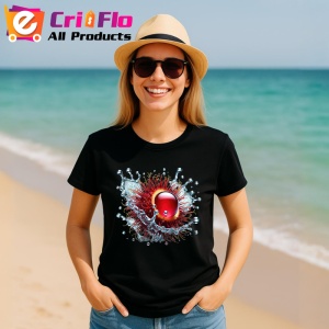 Tricou Rambutan si stropi tropicali, Fructe, Copii | Dama, culoare negru - Img 11