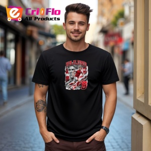 Tricou Rasmus Hojlund Danemarca Atacant United Fotbal, din bumbac 100%, tricou negru Copii | Dama | Barbat - Img 5