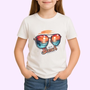 Tricou Reflexie pe ochelari text salty beach vara la malul marii Copii | Dama | Barbat Barbat - Img 3