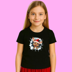 Tricou Ren Cu Zambet Si Fundal Alb Craciun, din bumbac 100% Copii | Dama | Barbat - Img 2