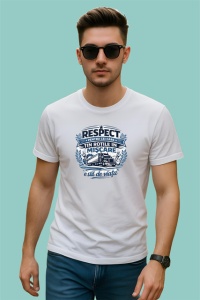 Tricou Respect Pentru Cei Ce Tin Rotile In Miscare Camion Albastru V1, din bumbac 100% , tricou alb pentru Dama | Barbat - Img 2