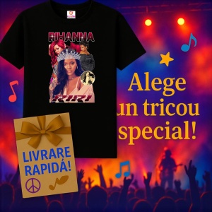 Tricou Rihanna - Galaxy Look, muzica Pop, Dama | Barbat | Copii, Culoare Negru - Img 11