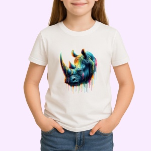Tricou Rinocer albastru corn colorat design impunator si viu Copii | Dama | Barbat - Img 4