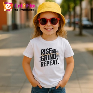 Tricou Rise Grind Repeat Font Sportiv V1, din bumbac 100% , tricou alb pentru Copii | Dama | Barbat - Img 5