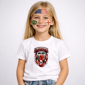 Tricou Robert Lewandowski Poland World Cup Fifa 2026, din bumbac 100%, tricou alb, Copii | Dama | Barbat - Img 2