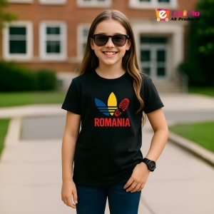 Tricou Romania 3 frunze Negru |Colectia Tricouri Romania - Img 8