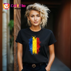 Tricou Romania Steag Splash Art, Copii | Dama | Barbat, culoare negru - Img 12