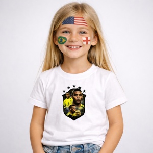 Tricou Ronaldo Nazario Brazil World Cup Fifa 2026 V9, din bumbac 100%, tricou alb, Copii | Dama | Barbat
