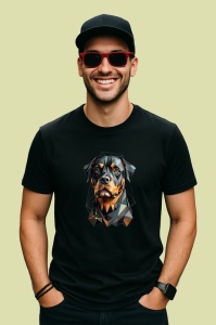 Tricou Rottweiler Geometric Realist, Copii | Dama | Barbat, culoare negru - Img 2