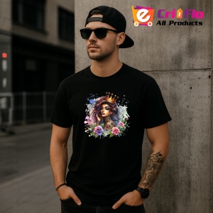 Tricou Royal crown girl roses tattoo art, fata cu coroana regala si tatuaj trandafiri, Copii | Dama | Barbat , tricou negru - Img 11