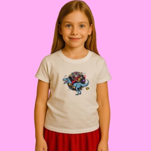 Tricou Santa Riding Dinosaur 2, din bumbac 100% Copii | Dama | Barbat - Img 3