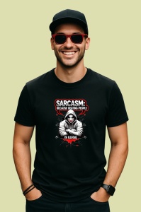 Tricou Sarcasm Because Beating People Is Illegal, Copii | Dama | Barbat, culoare negru - Img 2