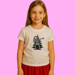 Tricou Schelet Cu Brad Impodobit Craciun, din bumbac 100%, tricou alb, Copii | Dama | Barbat - Img 2