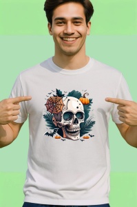 Tricou Schelet cu frunze portocalii si fundal toamna Copii | Dama | Barbat - Img 2