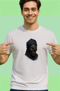 Tricou Schelet vrajitor cu palarie si flacari fundal alb Copii | Dama | Barbat - Img 2