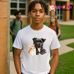 Tricou Schnauzer Miniatural negru si pisica portocalie legatura stransa Copii | Dama | Barbat Barbat - Img 8
