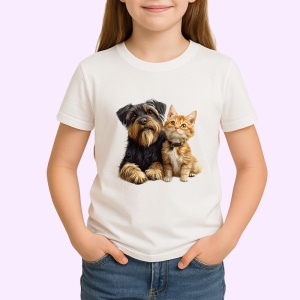 Tricou Schnauzer Miniatural si pisica portocalie cei mai buni prieteni Copii | Dama | Barbat Barbat - Img 4