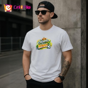 Tricou Score Like A King Minge Fotbal Coroana Aurie V1, din bumbac 100% , tricou alb pentru Copii | Dama | Barbat - Img 9