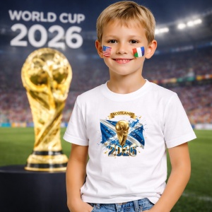 Tricou Scotland World Cup 2026 Fifa V2, din bumbac 100%, tricou alb, Copii | Dama | Barbat - Img 5
