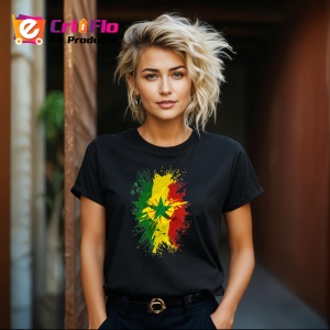 Tricou Senegal Steag Splash Art, Copii | Dama | Barbat, culoare negru
