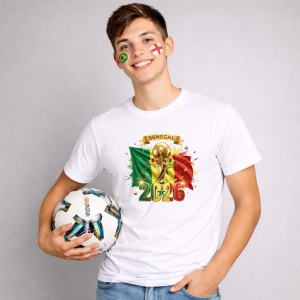 Tricou Senegal World Cup 2026 Fifa V2, din bumbac 100%, tricou alb, Copii | Dama | Barbat