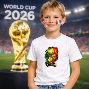 Tricou Senegal World Cup Fifa 2026, din bumbac 100%, tricou alb, Copii | Dama | Barbat - Img 5