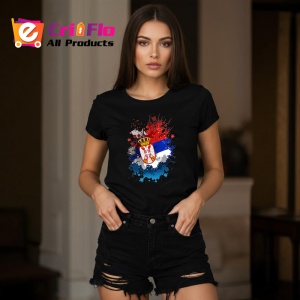 Tricou Serbia Steag Splash Art, Copii | Dama | Barbat, culoare negru