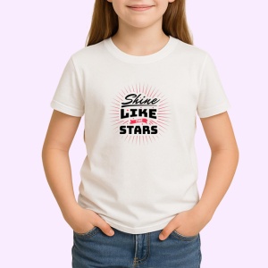 Tricou Shine Like Stars Design Minimalist Raze, din bumbac 100% , tricou alb pentru Copii | Dama | Barbat - Img 2