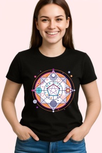 Tricou Simbol Spiritual Roz Violet Geometric, Copii | Dama | Barbat, culoare negru - Img 4