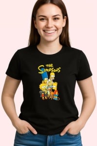 Tricou Simpson familia galbena din springfield in aventuri zilnice, Copii | Dama | Barbat , tricou negru