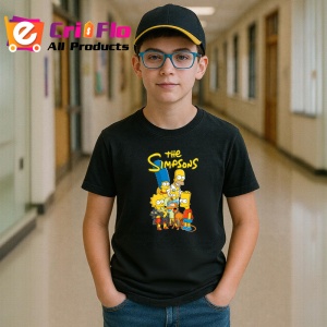 Tricou Simpson familia galbena din springfield in aventuri zilnice, Copii | Dama | Barbat , tricou negru - Img 5