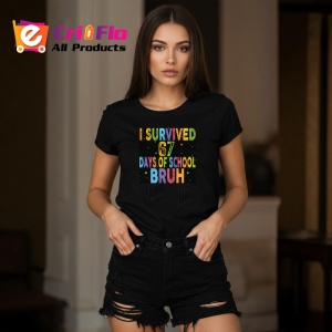 Tricou SIX SEVEN 67 Am Supravietuit Scolii, din bumbac 100%, tricou negru, Copii | Dama | Barbat - Img 3