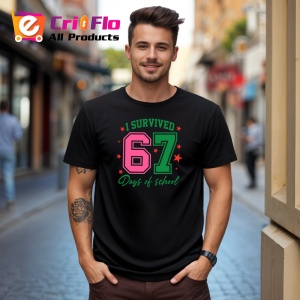 Tricou SIX SEVEN 67 Am Supravietuit Scolii Verde, din bumbac 100%, tricou negru, Copii | Dama | Barbat - Img 2