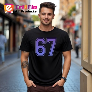 Tricou SIX SEVEN 67 Contur Violet Simplu, din bumbac 100%, tricou negru, Copii | Dama | Barbat